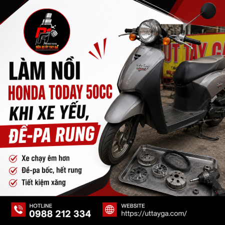 Làm nồi Honda Today 50cc khi xe yếu, đề-pa rung | Út Tay Ga